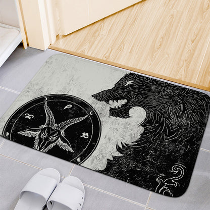 Black Demon Wolf Print Indoor Door Mat