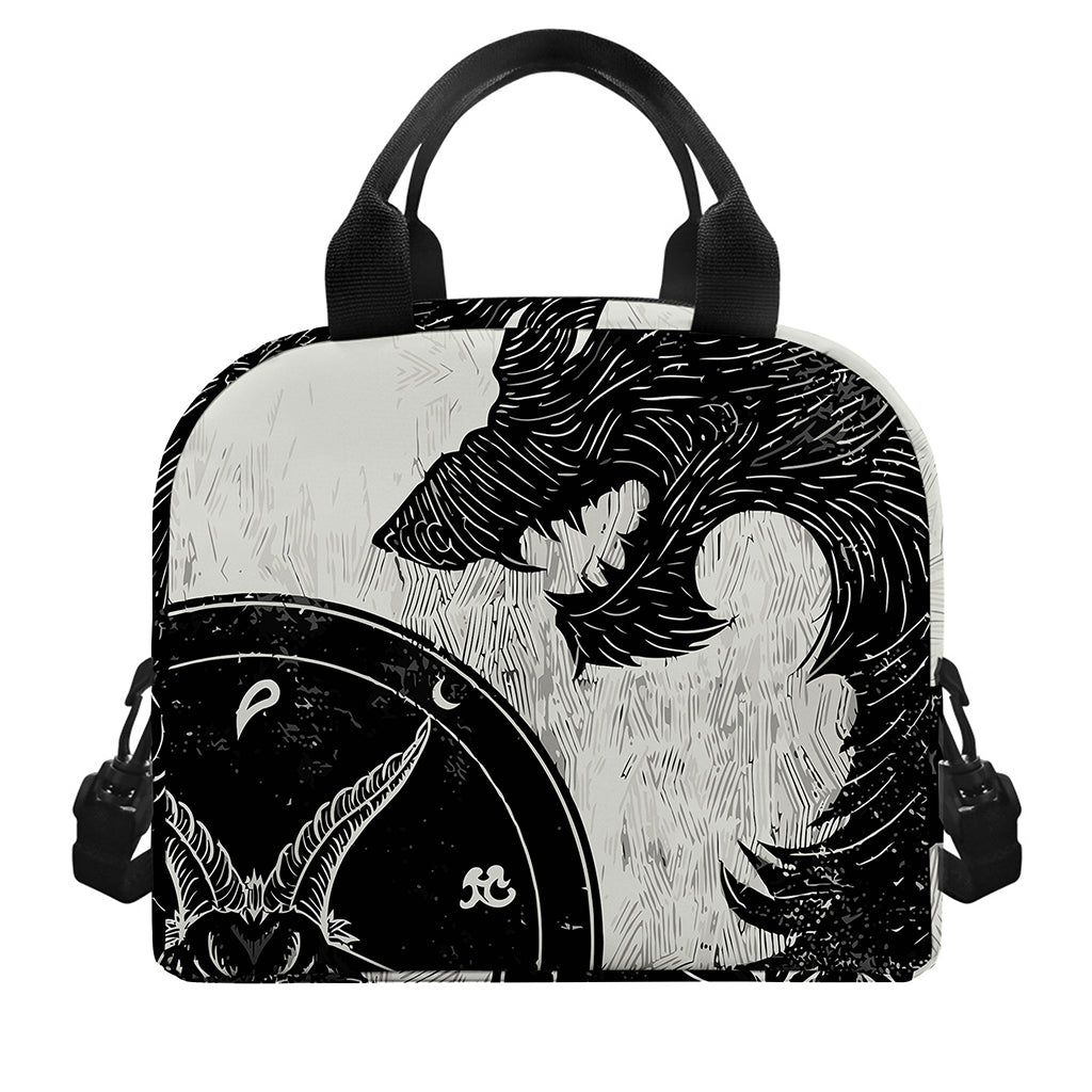 Black Demon Wolf Print Insulated Lunch Bag