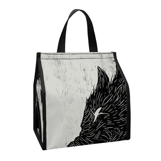 Black Demon Wolf Print Insulated Lunch Tote