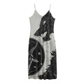 Black Demon Wolf Print Jersey Midi Cami Dress