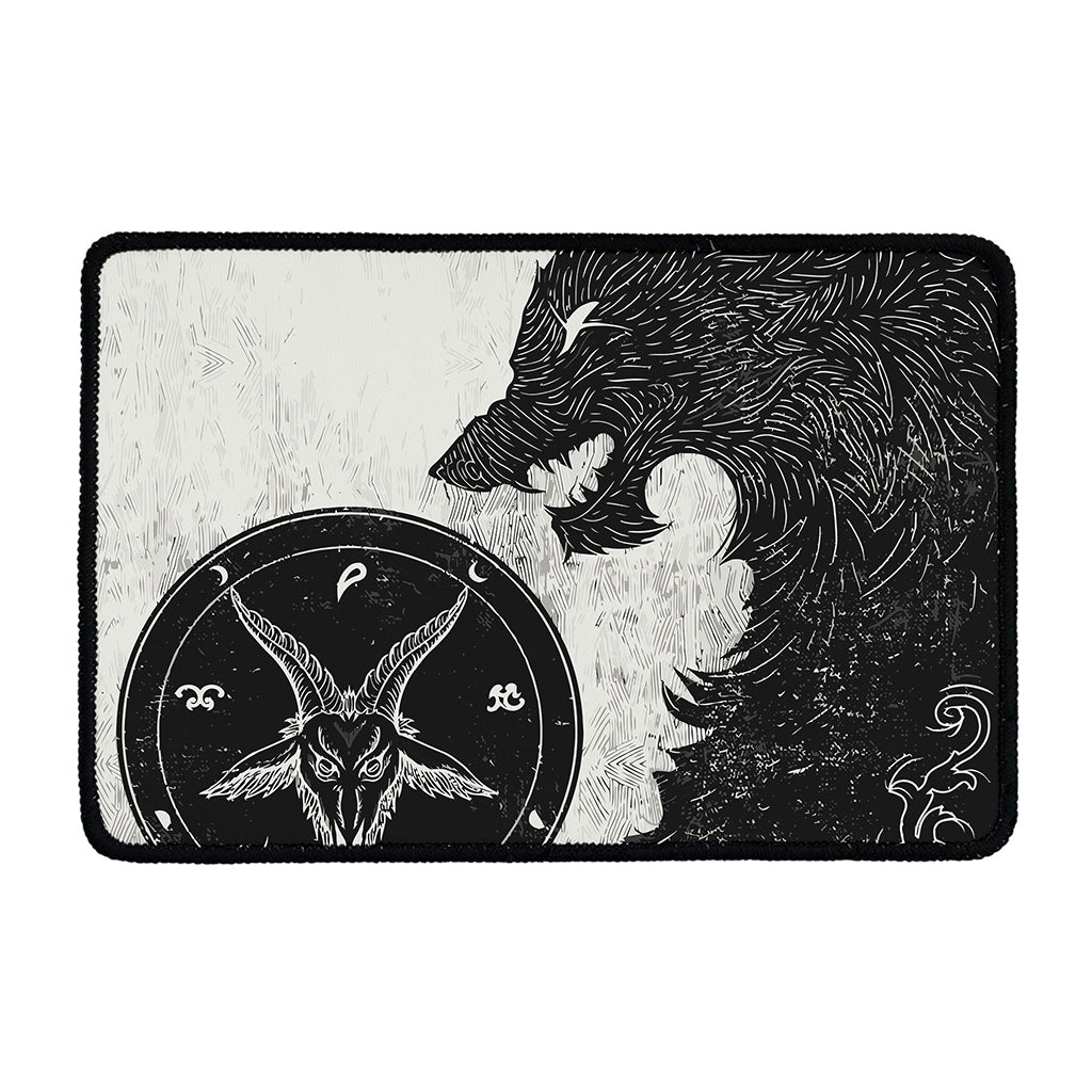 Black Demon Wolf Print Kitchen Mat