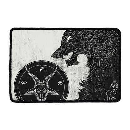 Black Demon Wolf Print Kitchen Mat
