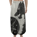 Black Demon Wolf Print Lantern Pants