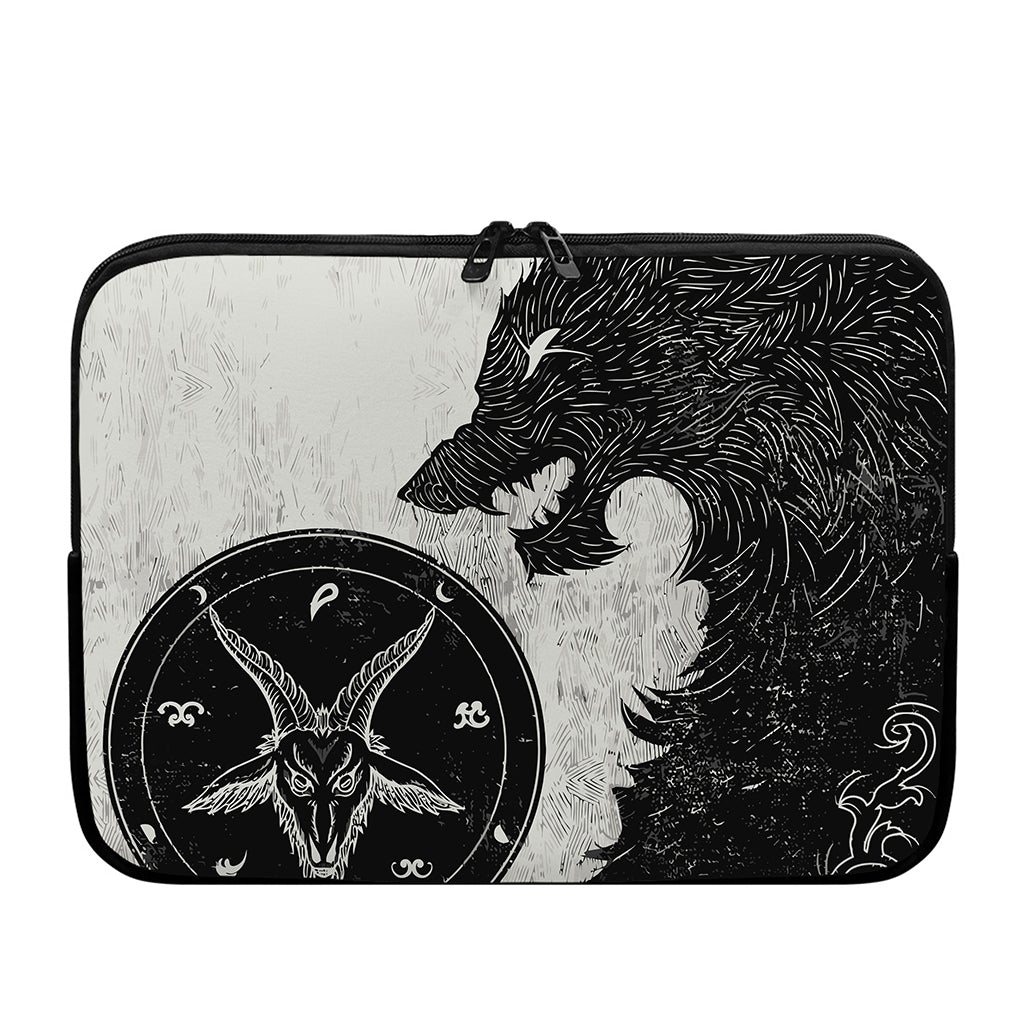 Black Demon Wolf Print Laptop Sleeve