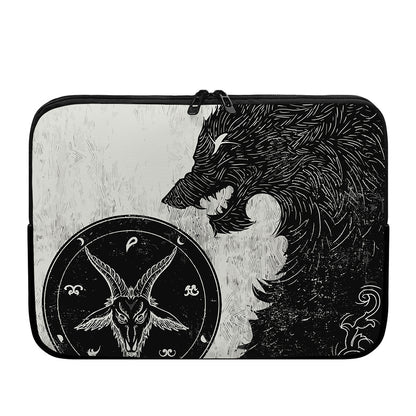 Black Demon Wolf Print Laptop Sleeve