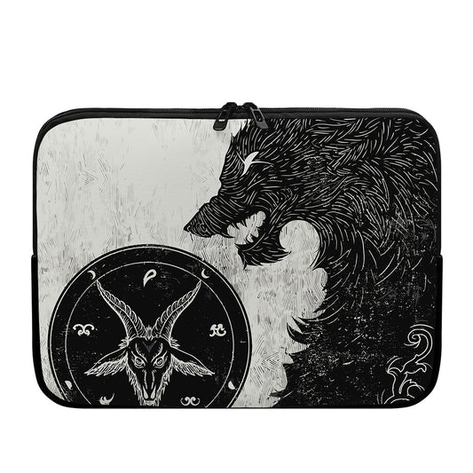Black Demon Wolf Print Laptop Sleeve