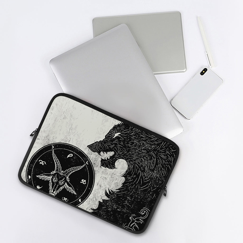 Black Demon Wolf Print Laptop Sleeve