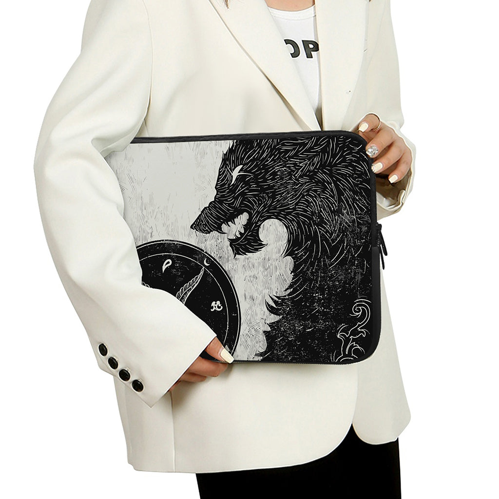 Black Demon Wolf Print Laptop Sleeve