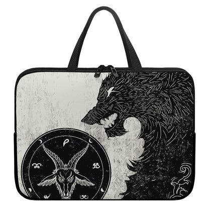 Black Demon Wolf Print Laptop Sleeve With Handle