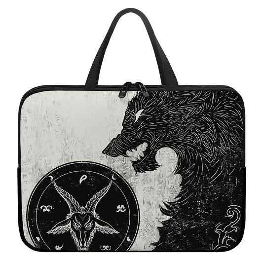 Black Demon Wolf Print Laptop Sleeve With Handle