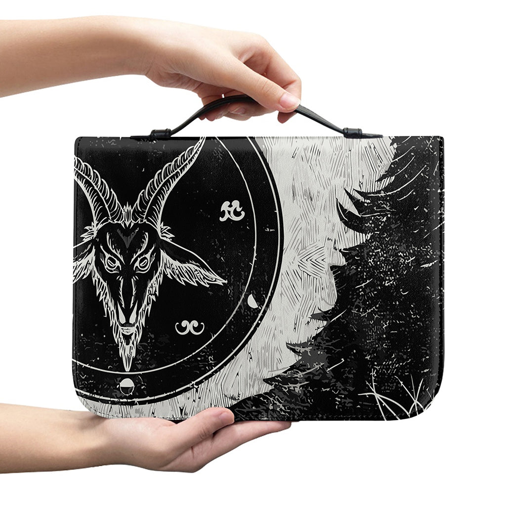 Black Demon Wolf Print Leather Bible Cover
