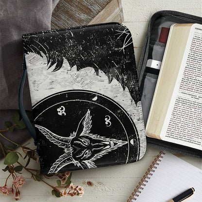 Black Demon Wolf Print Leather Bible Cover