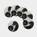Black Demon Wolf Print Leather Coaster Set