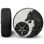 Black Demon Wolf Print Leather Spare Tire Cover