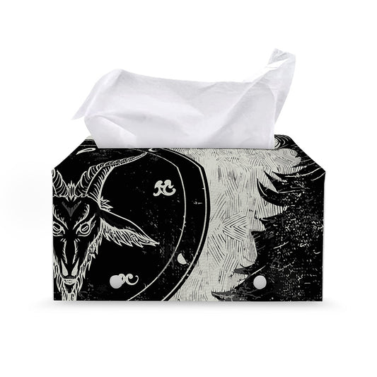 Black Demon Wolf Print Leather Tissue Box Cover