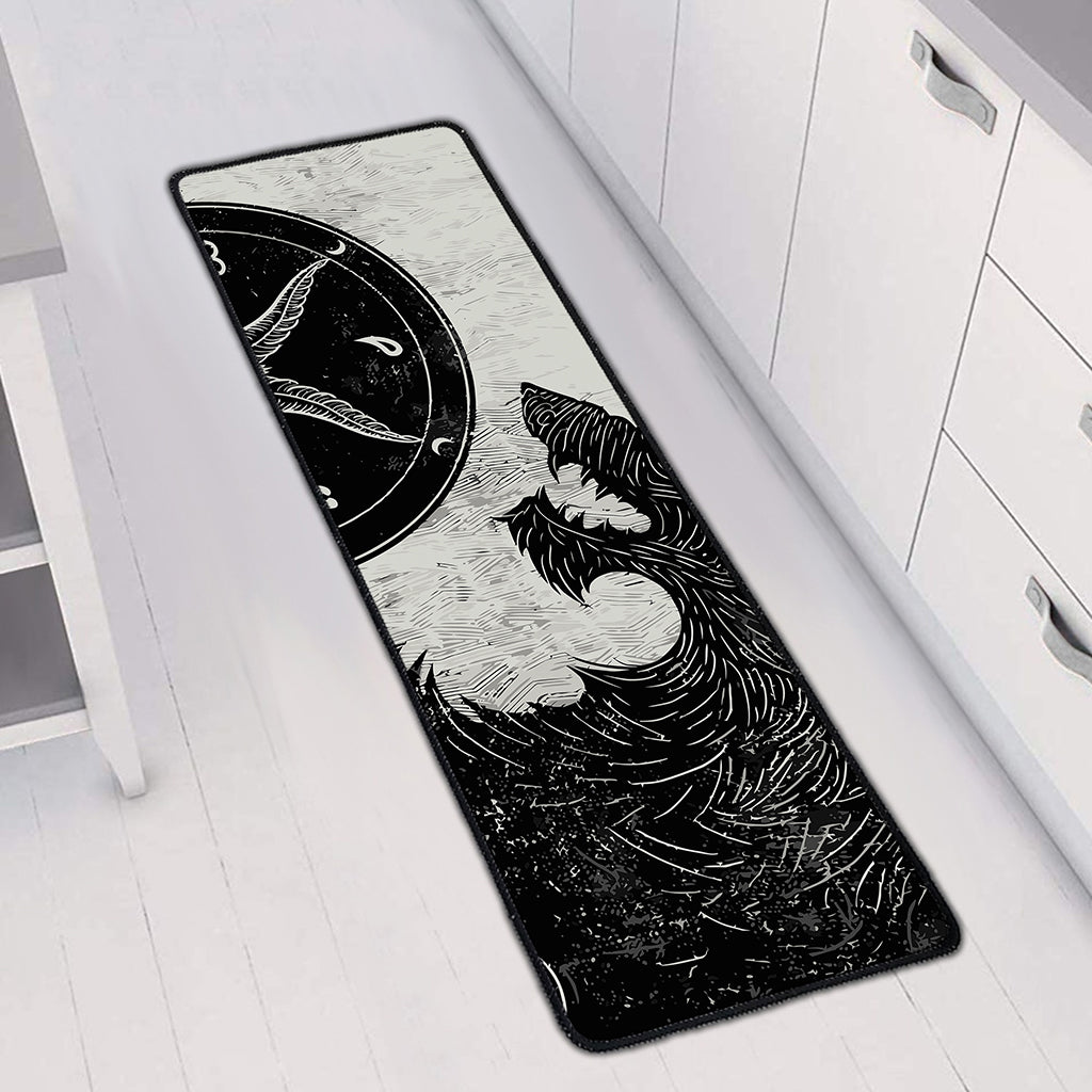 Black Demon Wolf Print Long Kitchen Mat