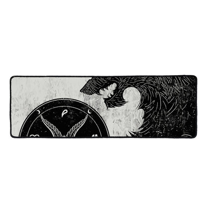Black Demon Wolf Print Long Kitchen Mat
