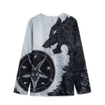 Black Demon Wolf Print Long Sleeve Short Coat