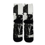 Black Demon Wolf Print Long Socks