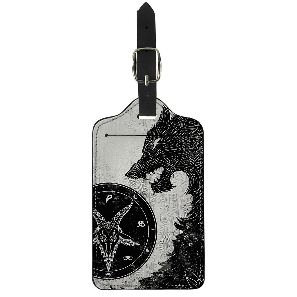 Black Demon Wolf Print Luggage Tag