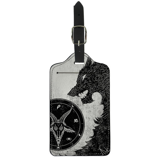Black Demon Wolf Print Luggage Tag