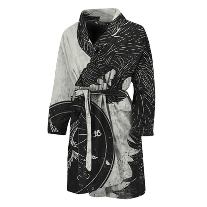 Black Demon Wolf Print Men's Bathrobe