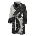 Black Demon Wolf Print Men's Bathrobe