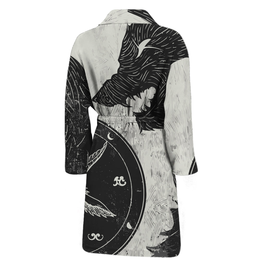 Black Demon Wolf Print Men's Bathrobe