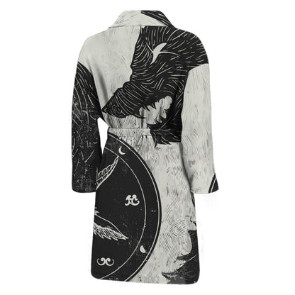 Black Demon Wolf Print Men's Bathrobe