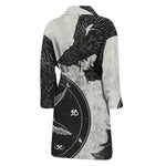 Black Demon Wolf Print Men's Bathrobe