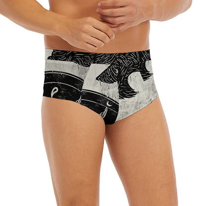 Black Demon Wolf Print Men's Briefs