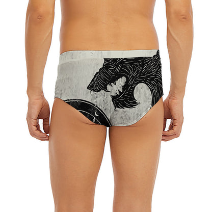 Black Demon Wolf Print Men's Briefs