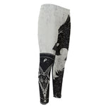 Black Demon Wolf Print Men's Compression Pants