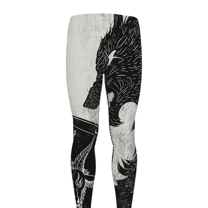 Black Demon Wolf Print Men's leggings