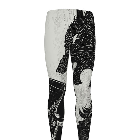 Black Demon Wolf Print Men's leggings