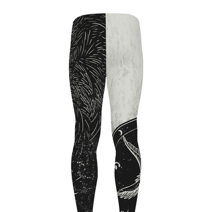 Black Demon Wolf Print Men's leggings