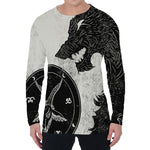 Black Demon Wolf Print Men's Long Sleeve T-Shirt