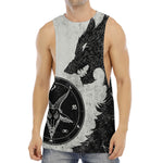 Black Demon Wolf Print Men's Muscle Tank Top