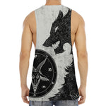 Black Demon Wolf Print Men's Muscle Tank Top
