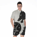Black Demon Wolf Print Men's Romper