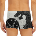 Black Demon Wolf Print Men's Short Boxer Briefs