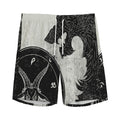 Black Demon Wolf Print Men's Athletic Shorts