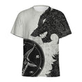 Black Demon Wolf Print Men's Athletic T-Shirt