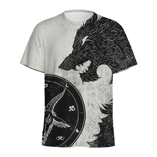 Black Demon Wolf Print Men's Sports T-Shirt