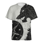 Black Demon Wolf Print Men's Sports T-Shirt