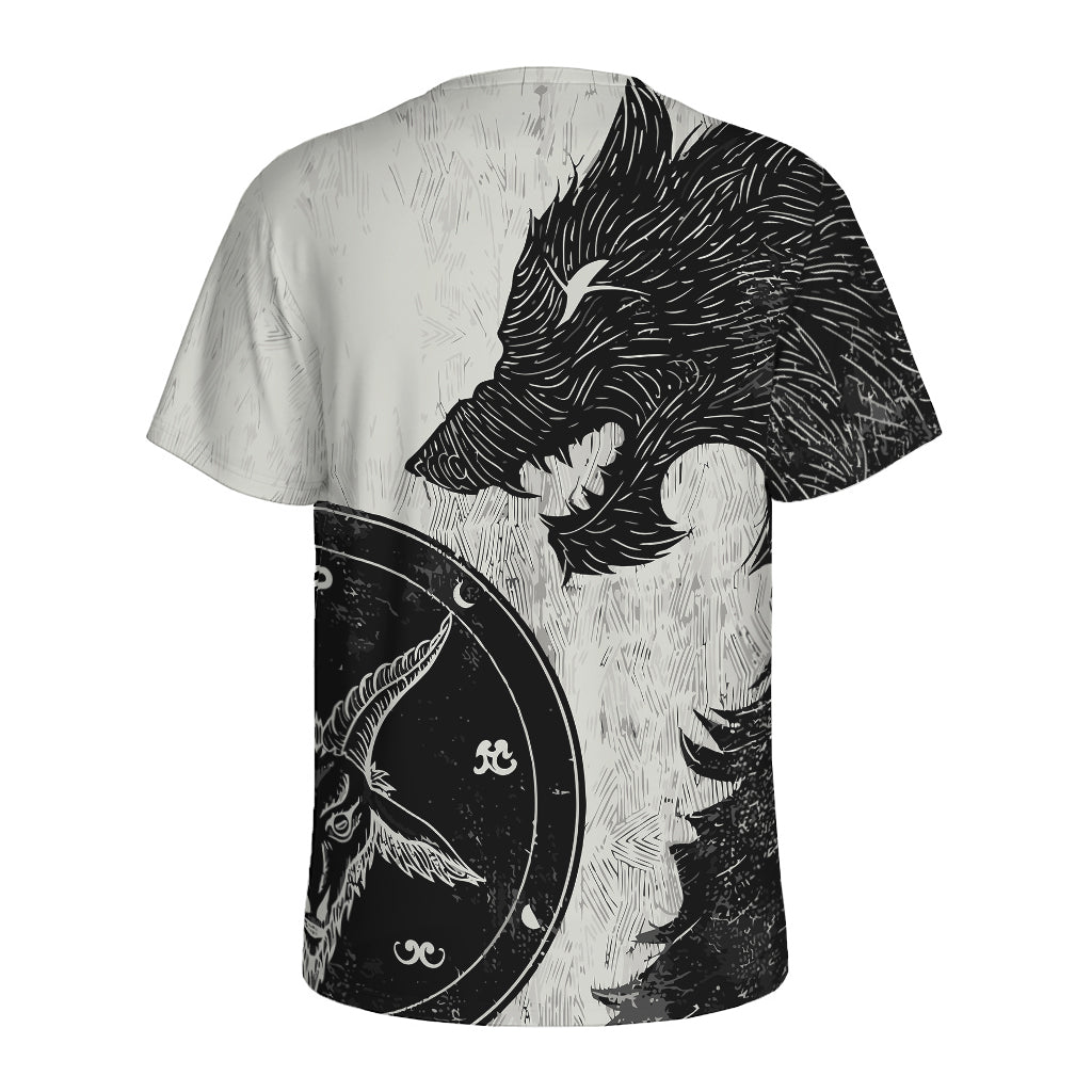 Black Demon Wolf Print Men's Sports T-Shirt