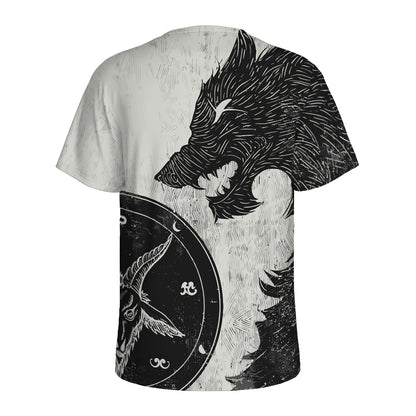 Black Demon Wolf Print Men's Sports T-Shirt