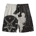Black Demon Wolf Print Men's Swim Trunks
