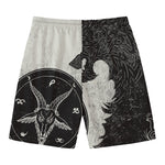 Black Demon Wolf Print Men's Swim Trunks