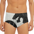 Black Demon Wolf Print Men's Triangle Swim Briefs